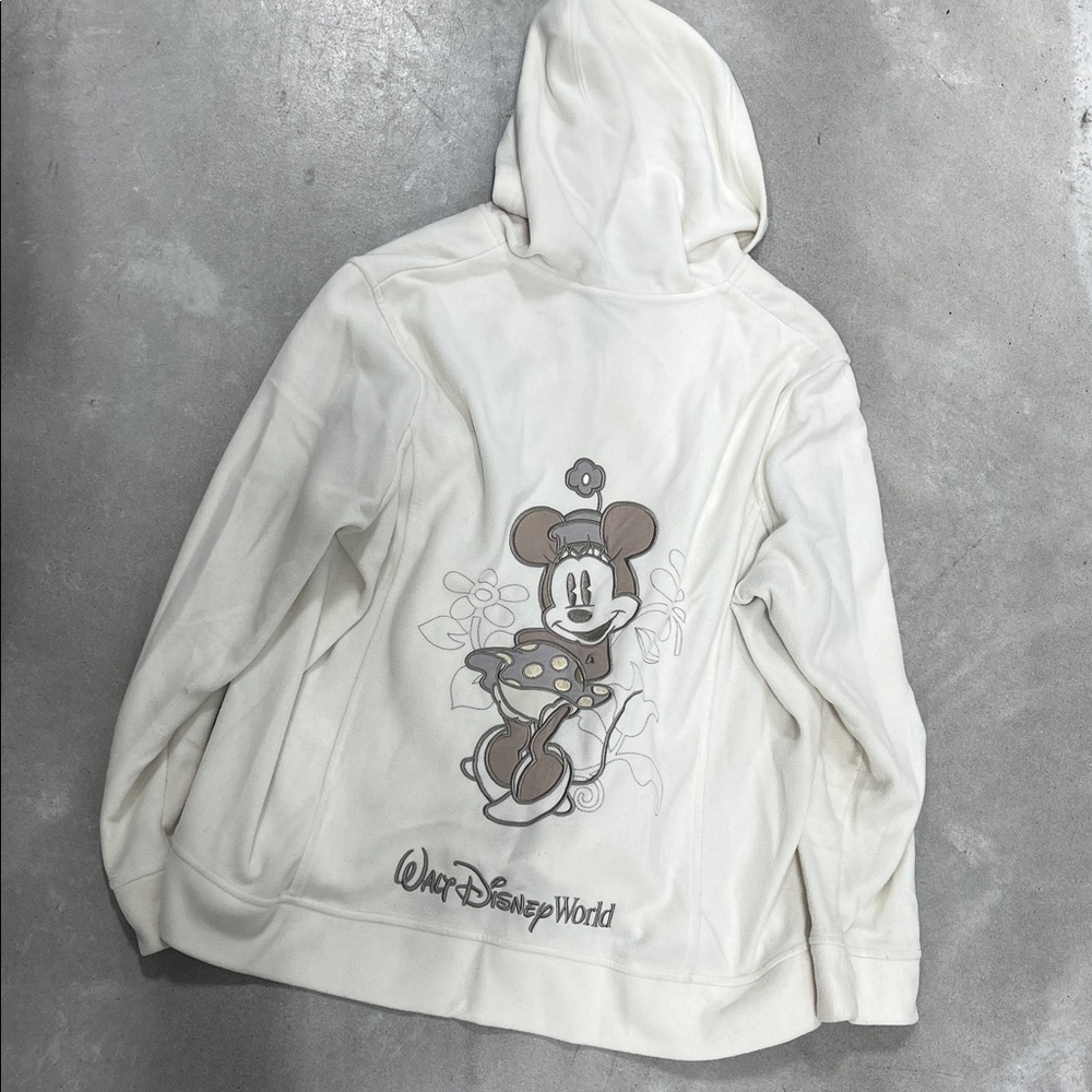 Disney Parks Cream Hooded Zip Jacket with Embroidered Detail